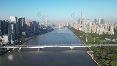 航拍<strong>广州</strong>珠江新城华南大桥